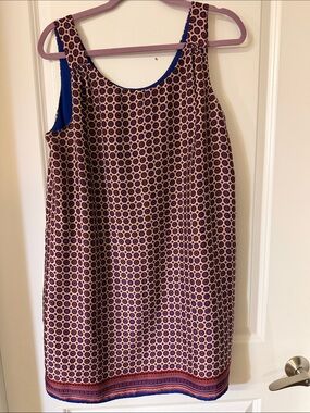 Lila Rose Burgundy and Navy Geometric Midi Shift Dress